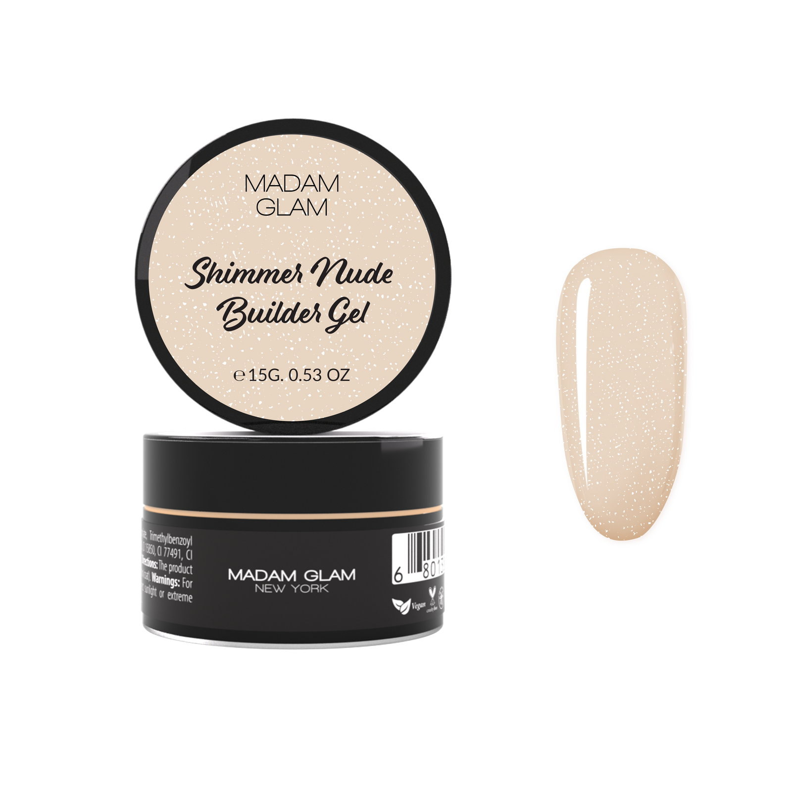 Shimmer Nude Builder Gel | Soak Off Gel Nail Polish | HEMA-Free | Vegan |  Madam Glam